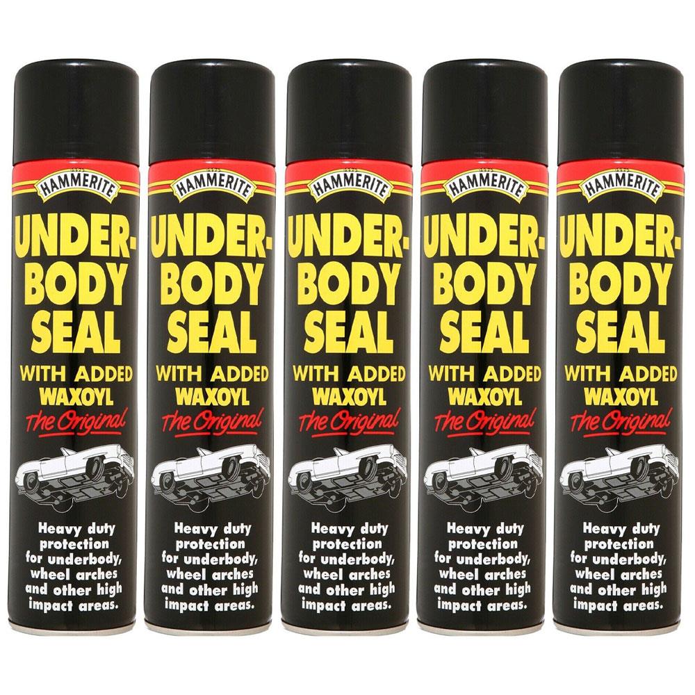 Hammerite underbody seal aerosol cans with added waxoyl for heavy duty vehicle underbody protection