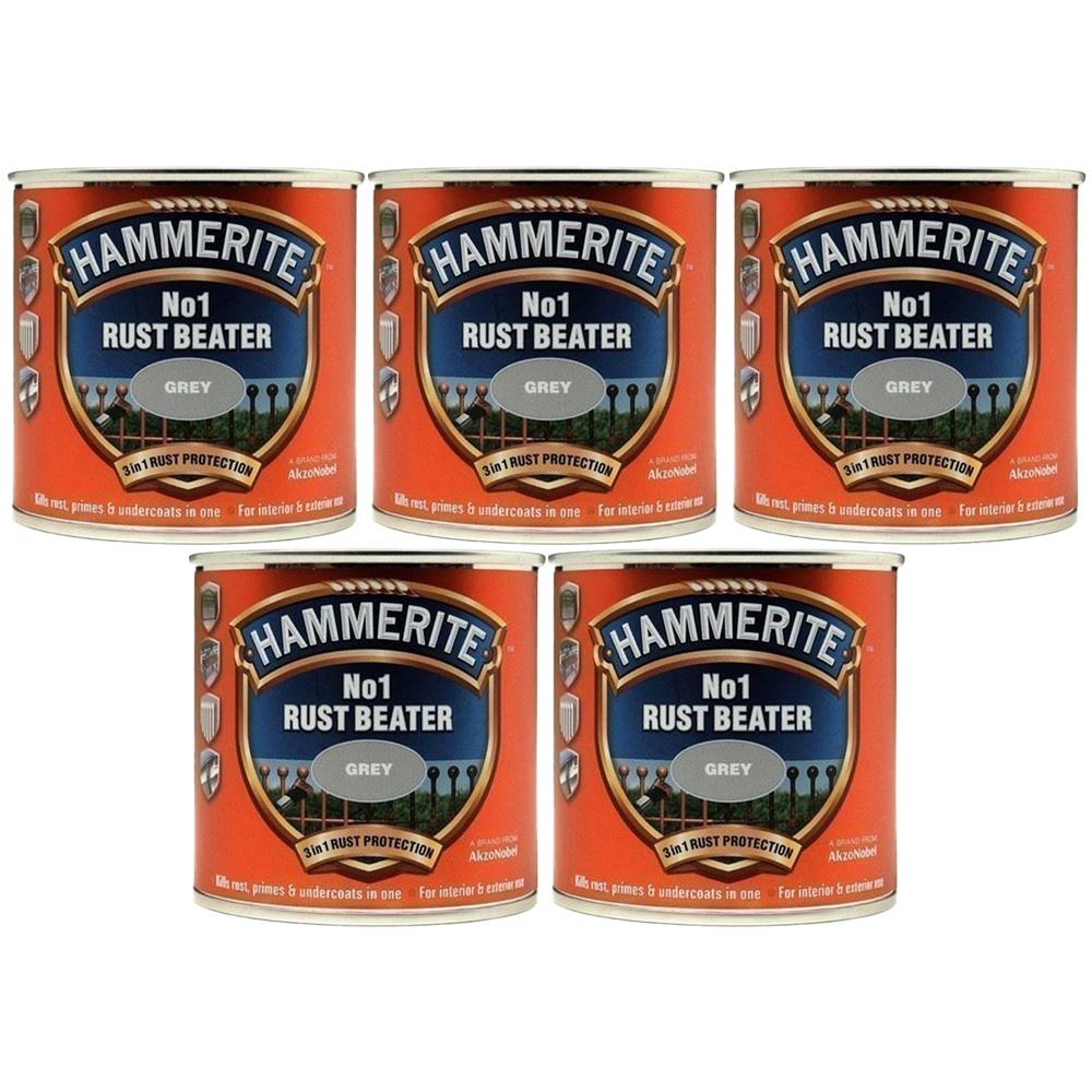 5X Hammerite No.1 Rustbeater Grey 250ml Rustbeater