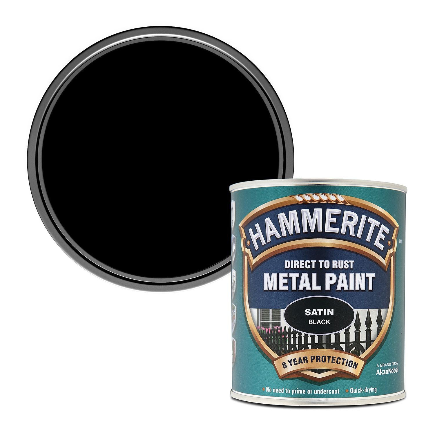 Hammerite Satin Black Paint 750ml Tin Paint