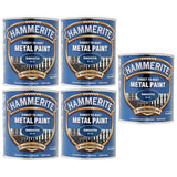 5X Hammerite Smooth Blue Paint 750ml Tin Paint