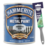 Hammerite Smooth Silver Paint 750ml With 1" Paint Brush Tin Paint