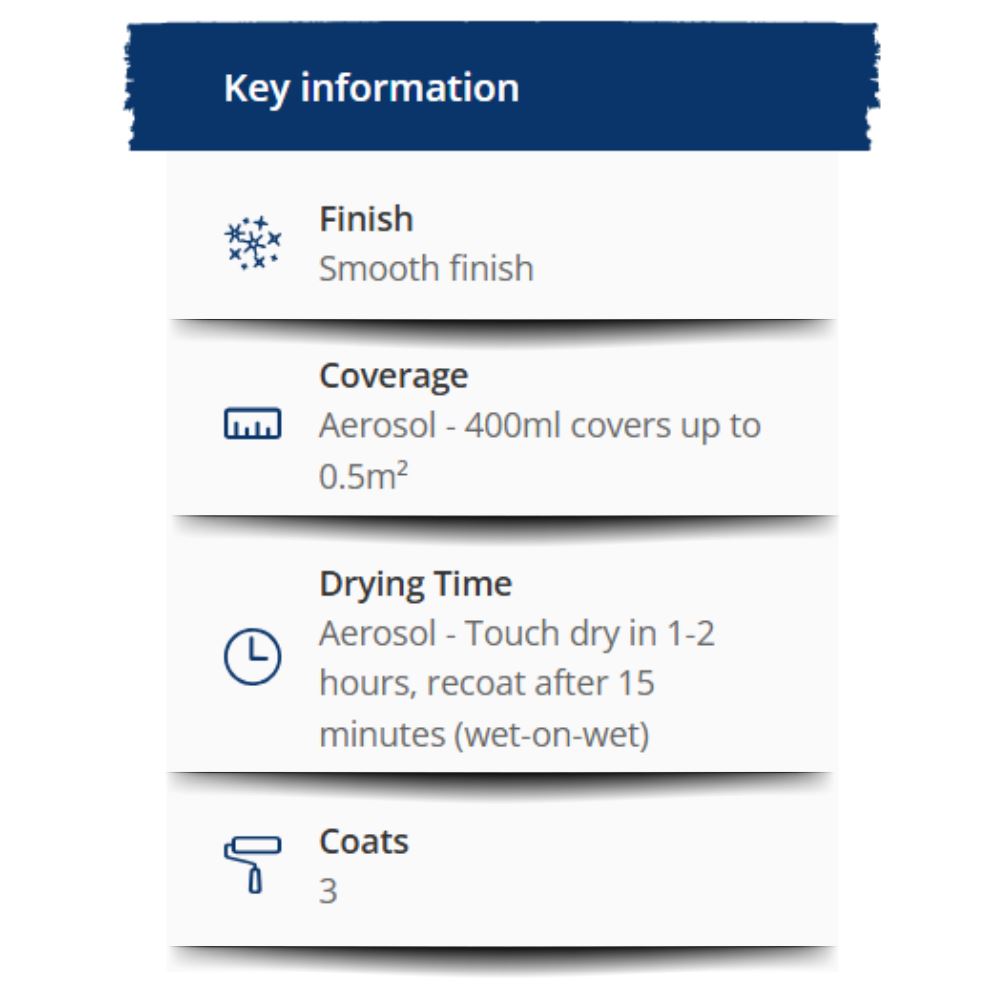 Hammerite smooth white spray paint in an aerosol can with smooth finish and 400ml capacity