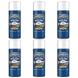 Six cans of Hammerite smooth white spray paint for easy application on metal surfaces