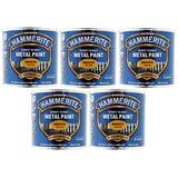 5X Hammerite Smooth Yellow Paint 250ml Tin Paint