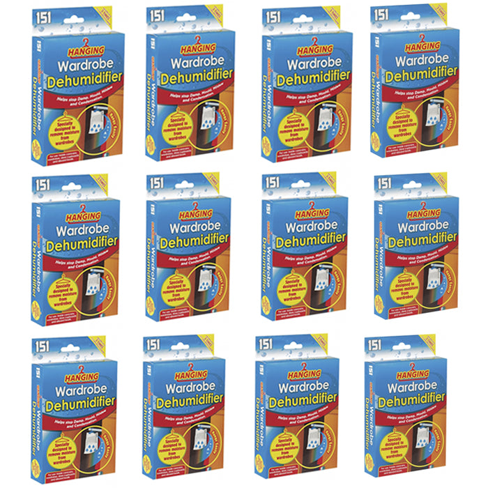 Pack of 12 Hanging Wardrobe Dehumidifiers for moisture control in closets