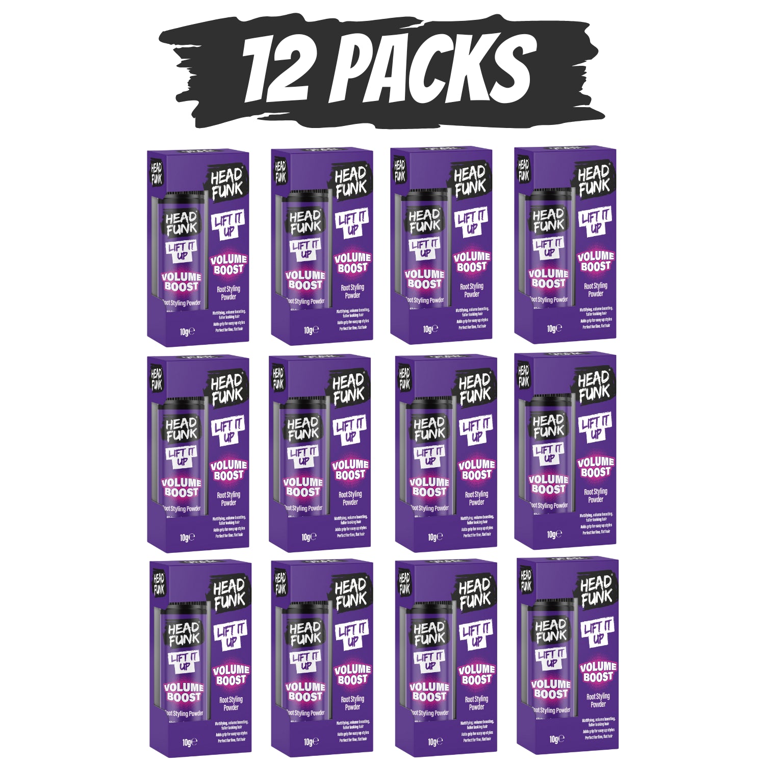 Head Funk Root Lifting Hair Powder in 12 packs for added volume and boost to your hairstyle
