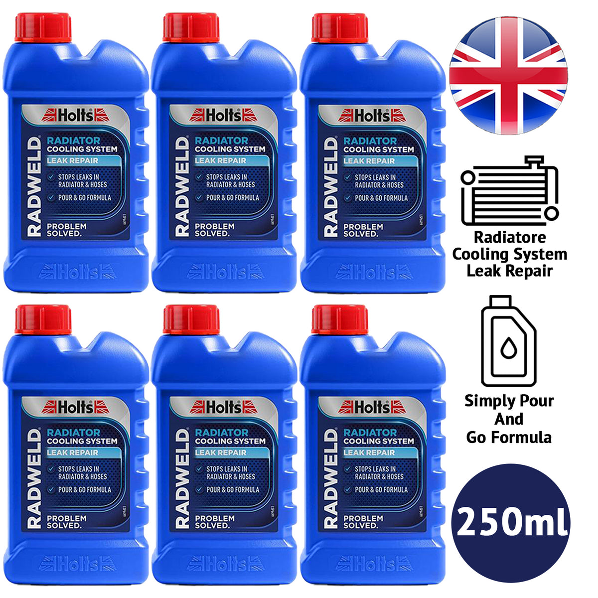 Holts Radweld radiator repair sealant for effective radiator leak repair in a 250ml bottle