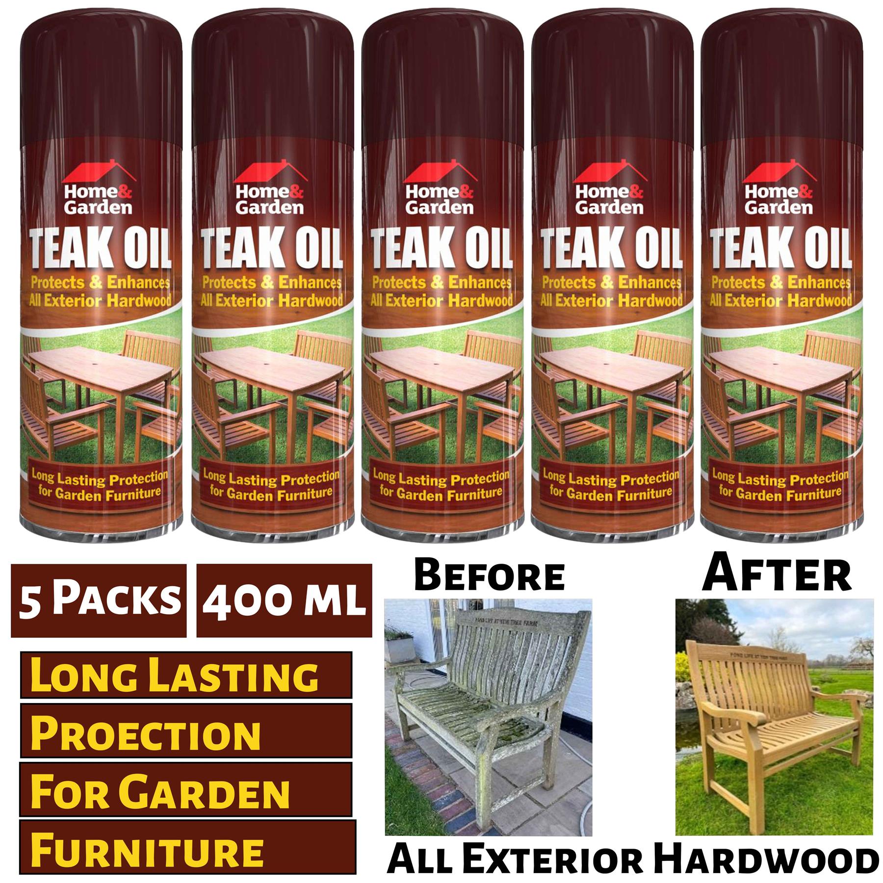 5X Home & Garden Teak Oil Spray 400ml Spray Paint