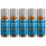 Five cans of Hycote extreme heat spray paint in silver grey for high temperature resistance