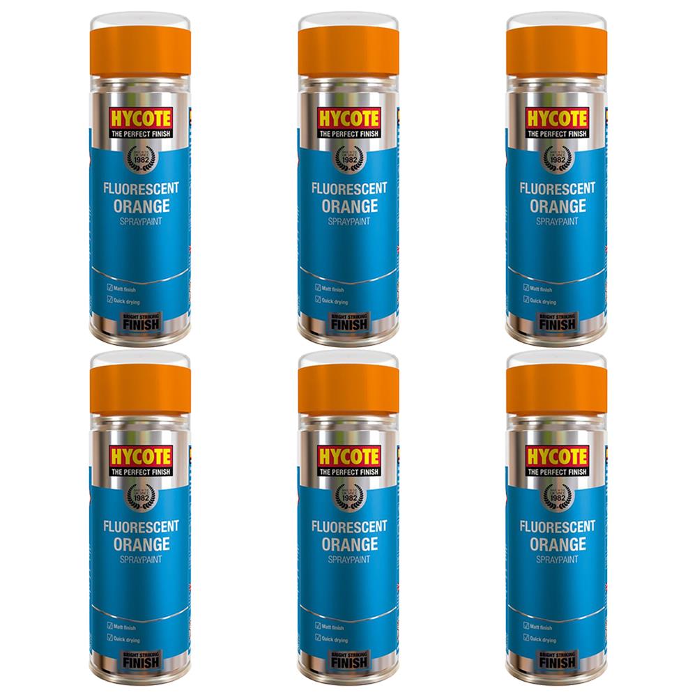 6X Hycote Fluorescent Orange Spray Paint 400ml Spray Paint