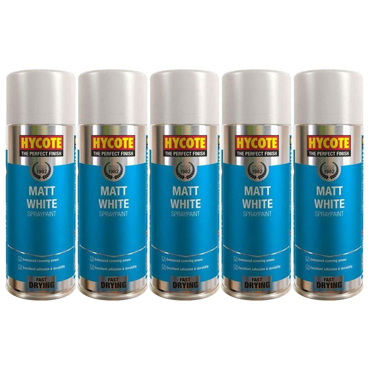 5X Hycote Matt White Spray Paint 400ml Spray Paint