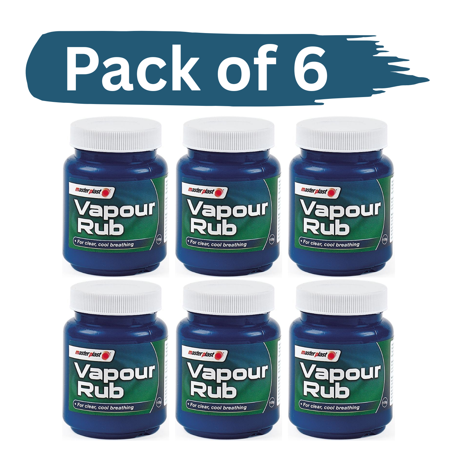 Pack of 6 Vapour Rub for congestion relief, promoting easy breathing and soothing comfort