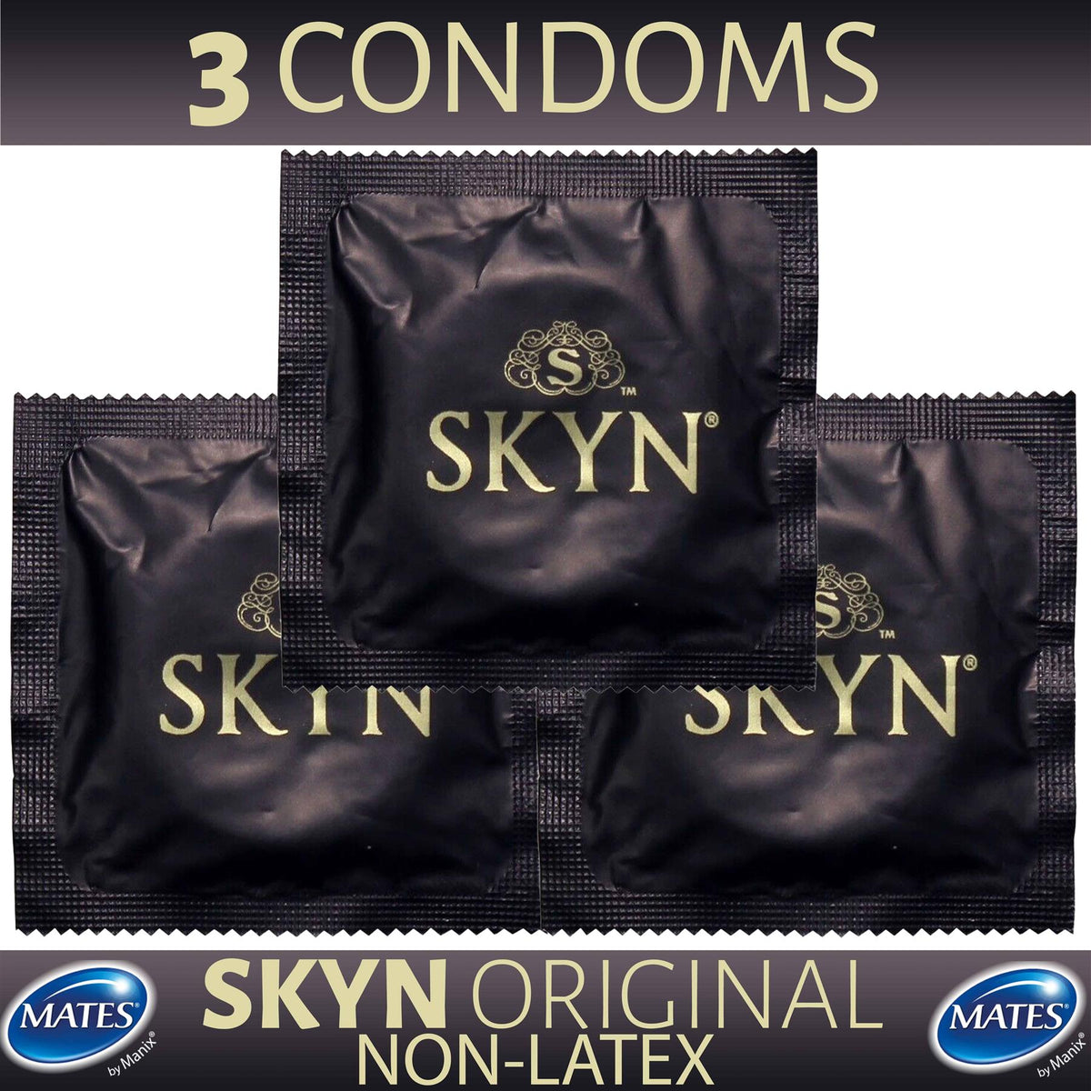 Mates Skyn Original non-latex condoms pack of three male condoms available as non-latex condoms online