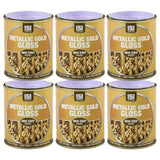 6X Metallic Gold Gloss Non-Drip Paint 300ml Tin Paint