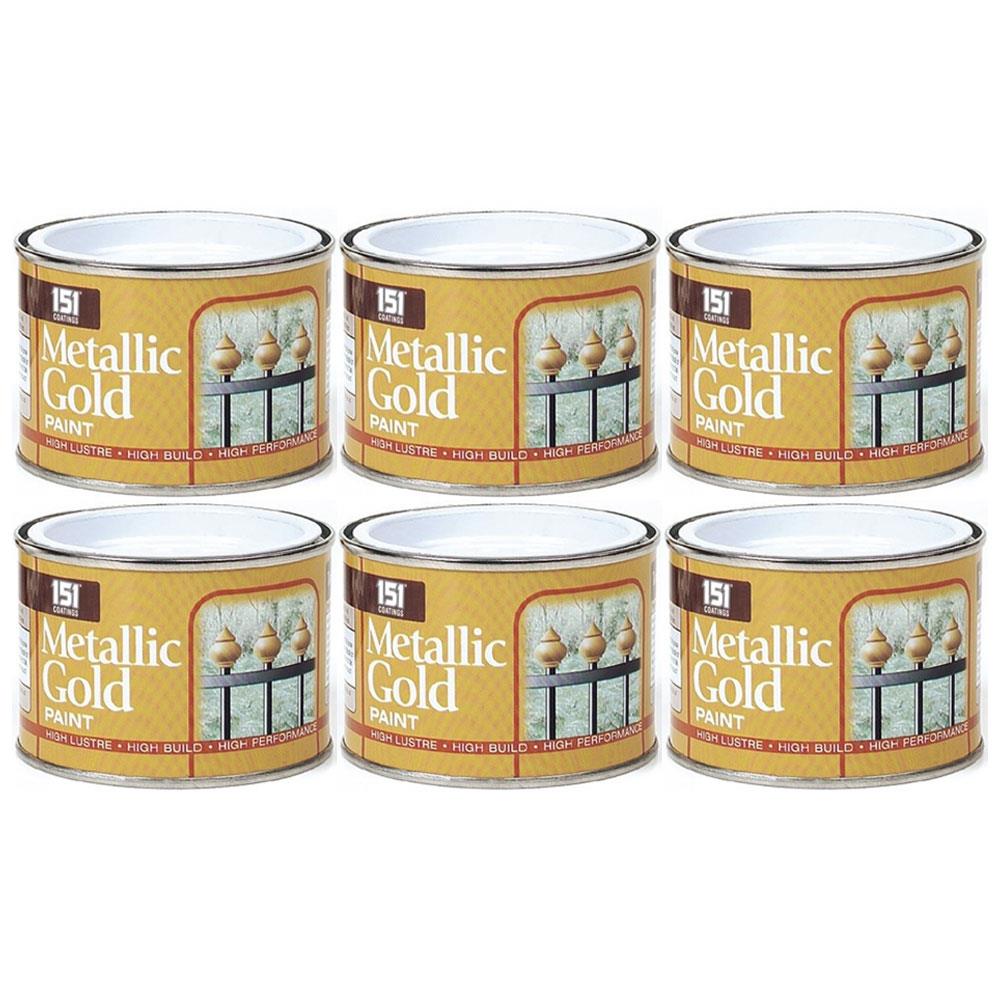 6X Metallic Gold Paint Tin 180ml Tin Paint