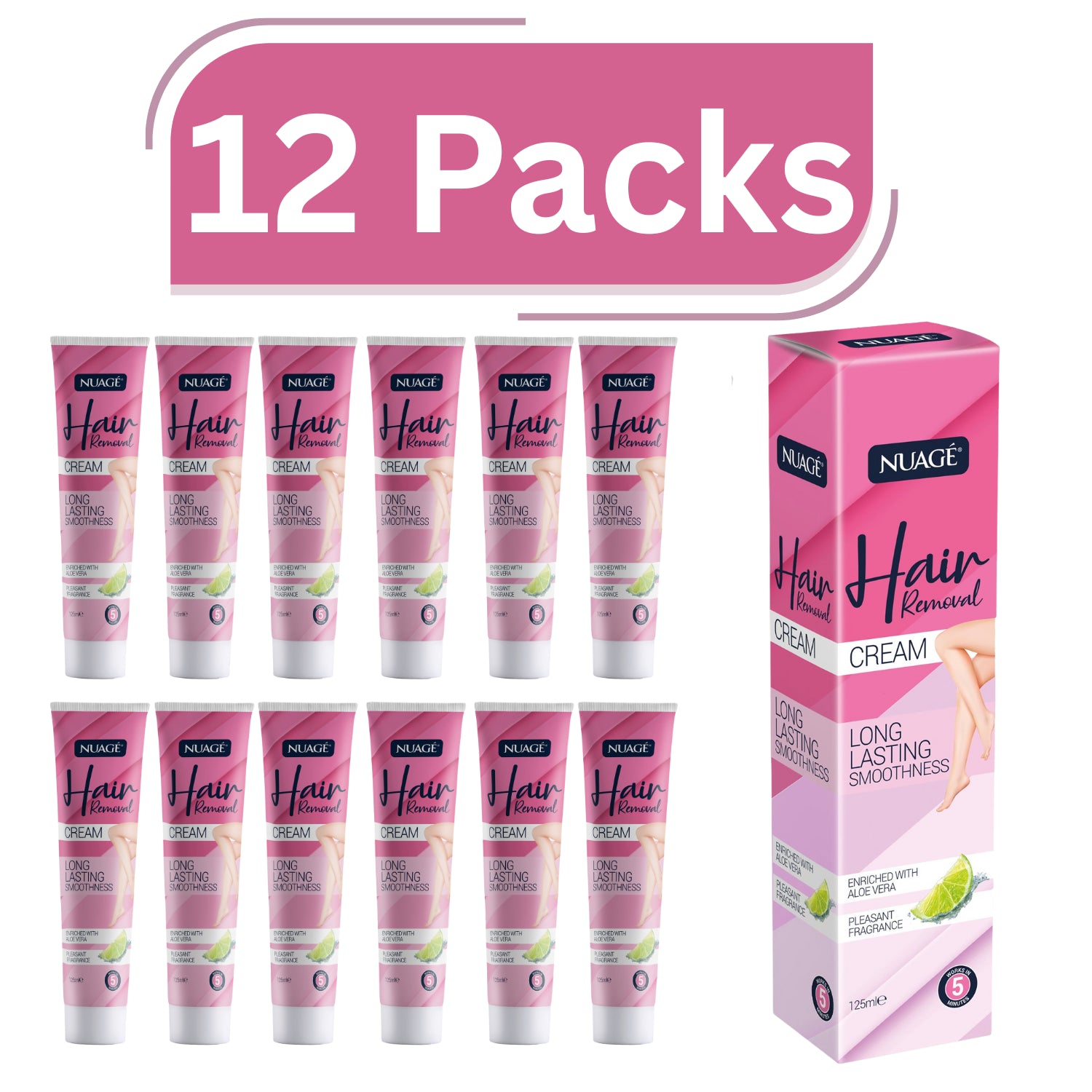 Nuage hair removal cream 12 pack featuring smooth skin with long-lasting results for effortless grooming