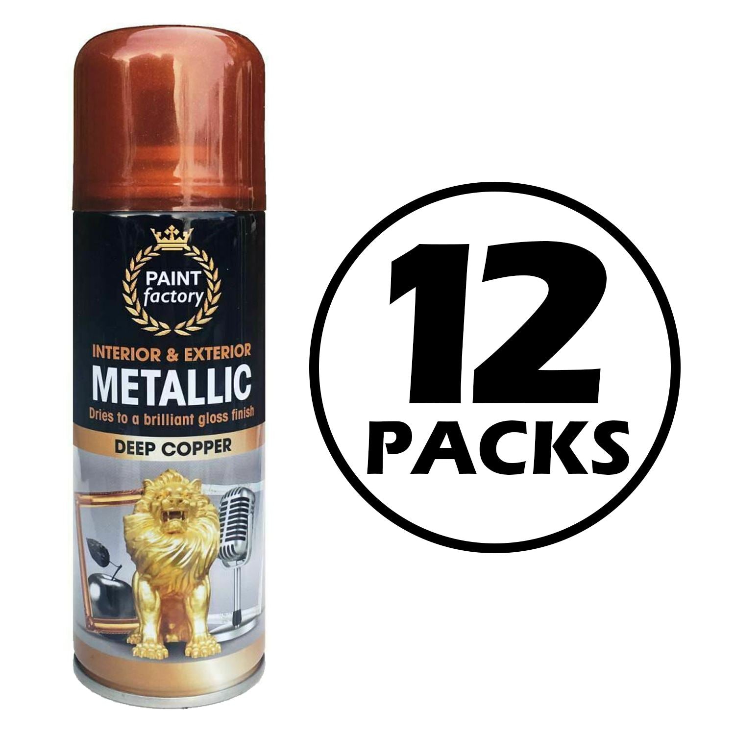 12X Paint Factory Copper Metallic Spray Paint 200ml Spray Paint