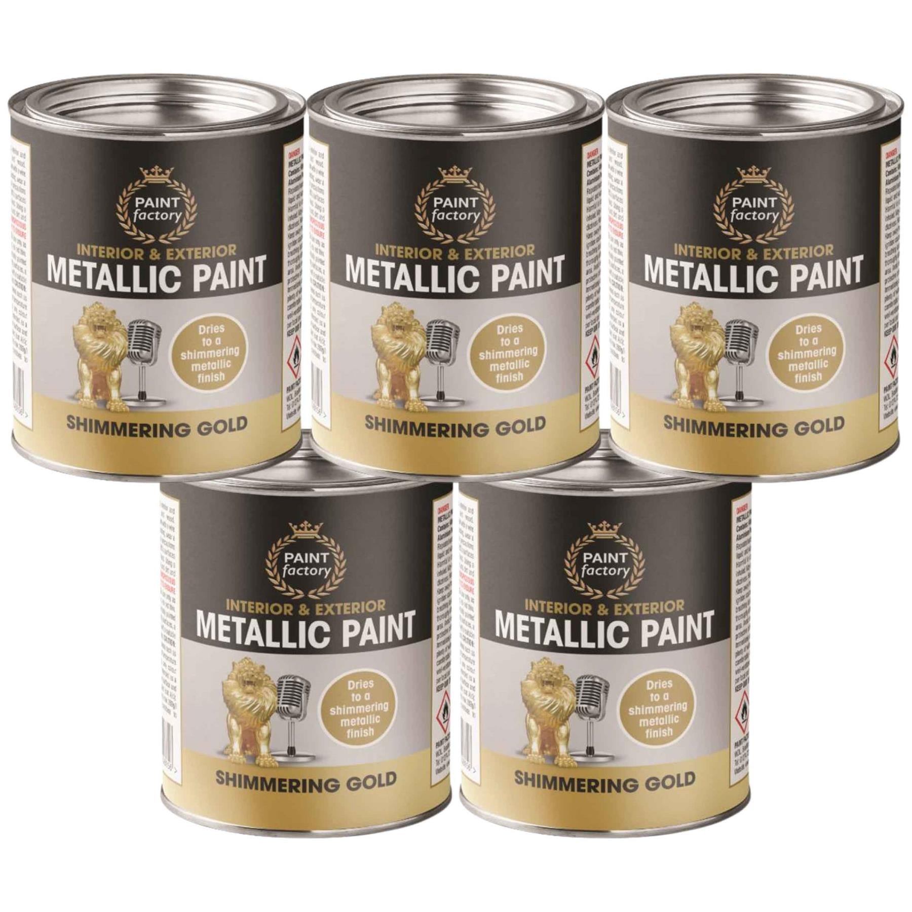 5X Paint Factory Metallic Gold Paint Tin 300ml Tin Paint