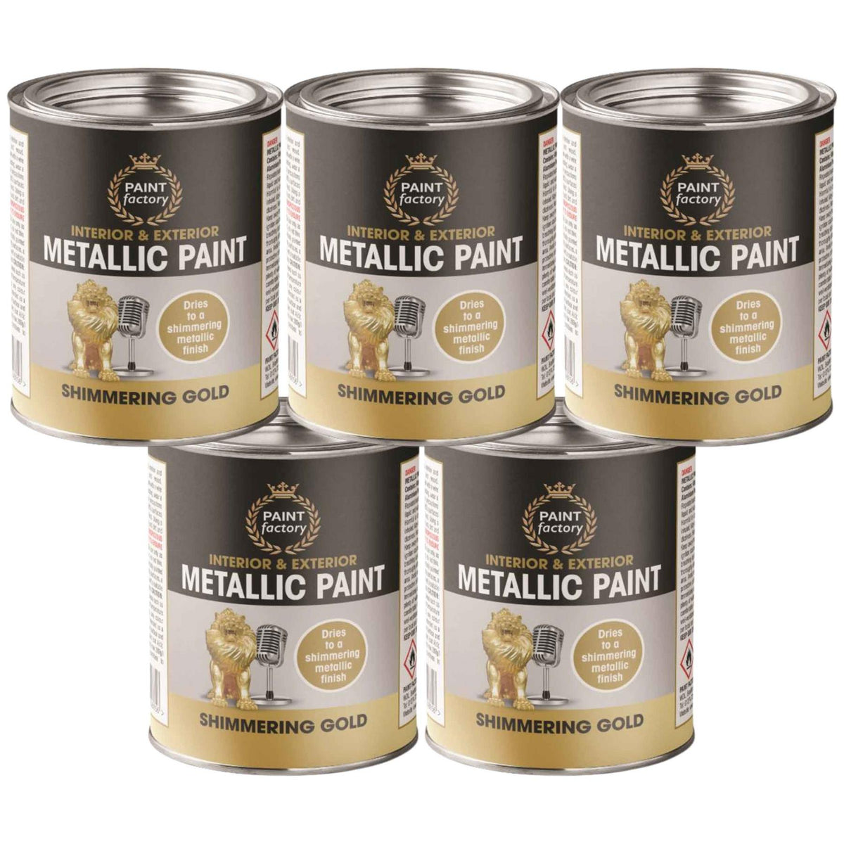 5X Paint Factory Metallic Gold Paint Tin 300ml Tin Paint