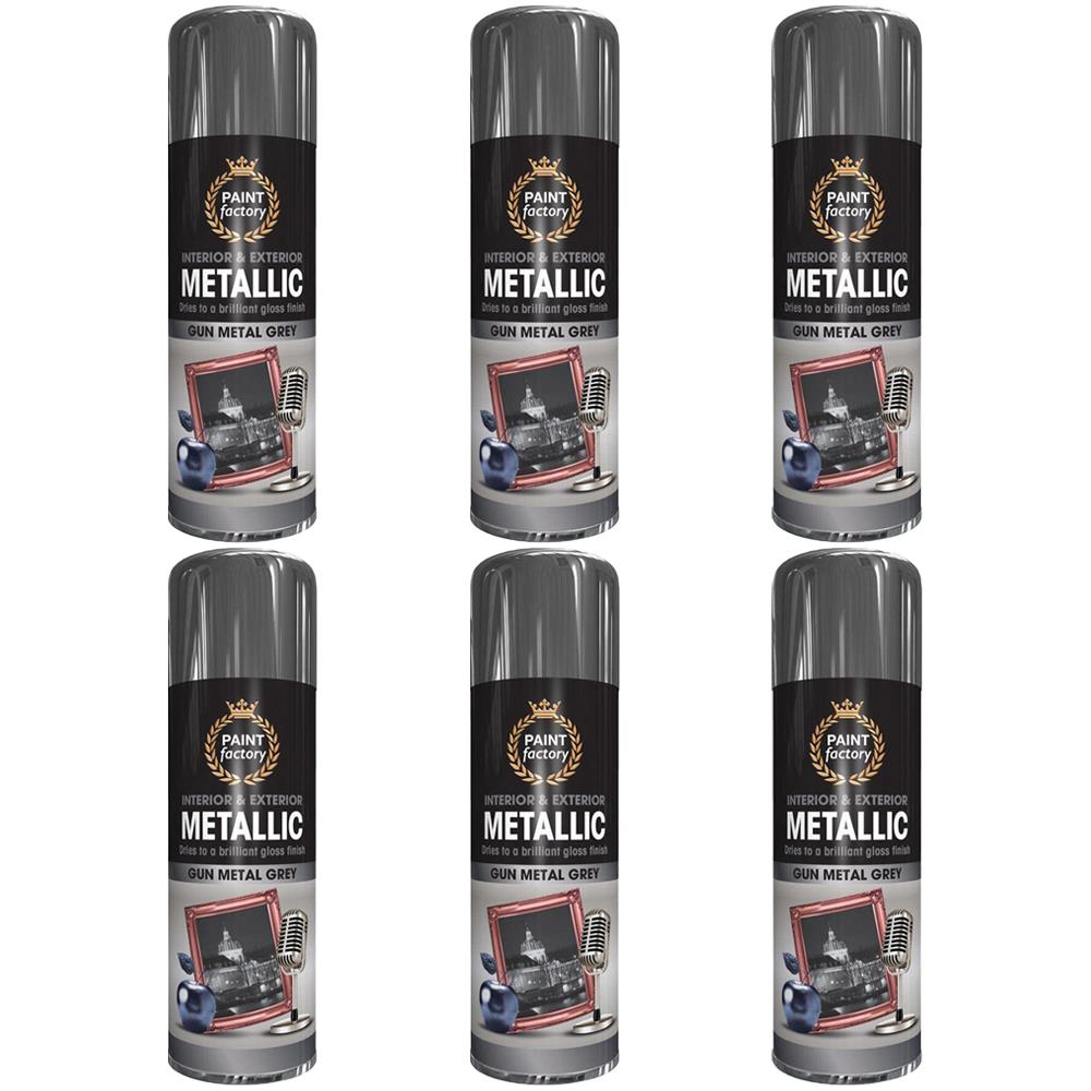 6X Paint Factory Paintgun Grey Metallic Spray Paint 400ml Spray Paint