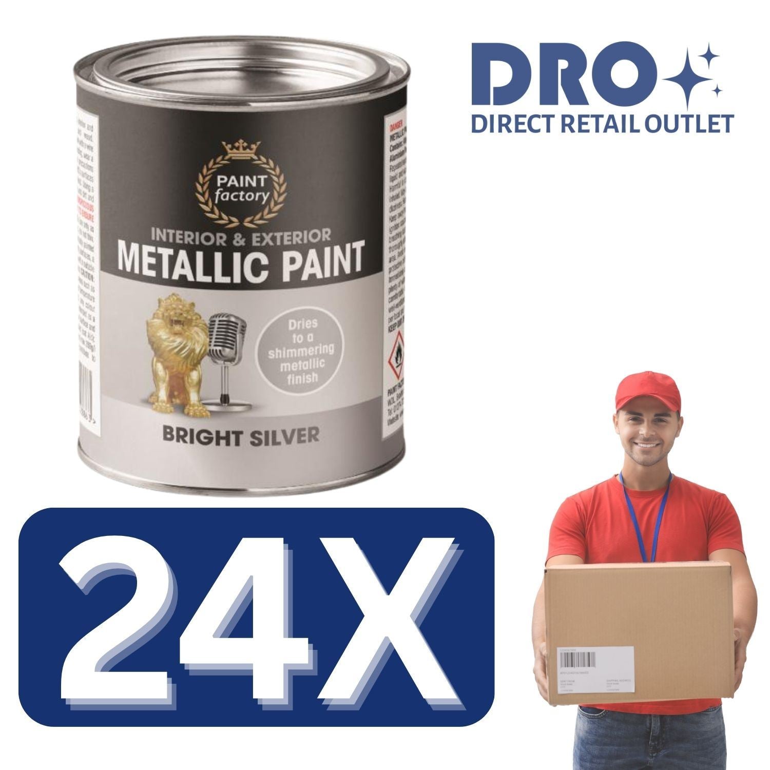 300ml tin of metallic silver paint by Paint Factory, ideal for interior and exterior projects