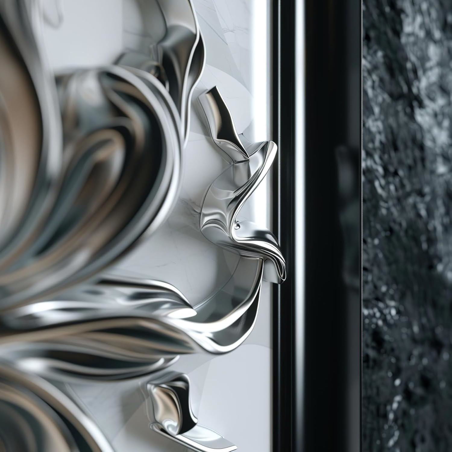 Close-up of decorative silver elements showcasing metallic silver paint 300ml from Paint Factory