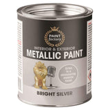 Paint Factory metallic silver paint tin 300ml for interior and exterior use with a bright silver finish