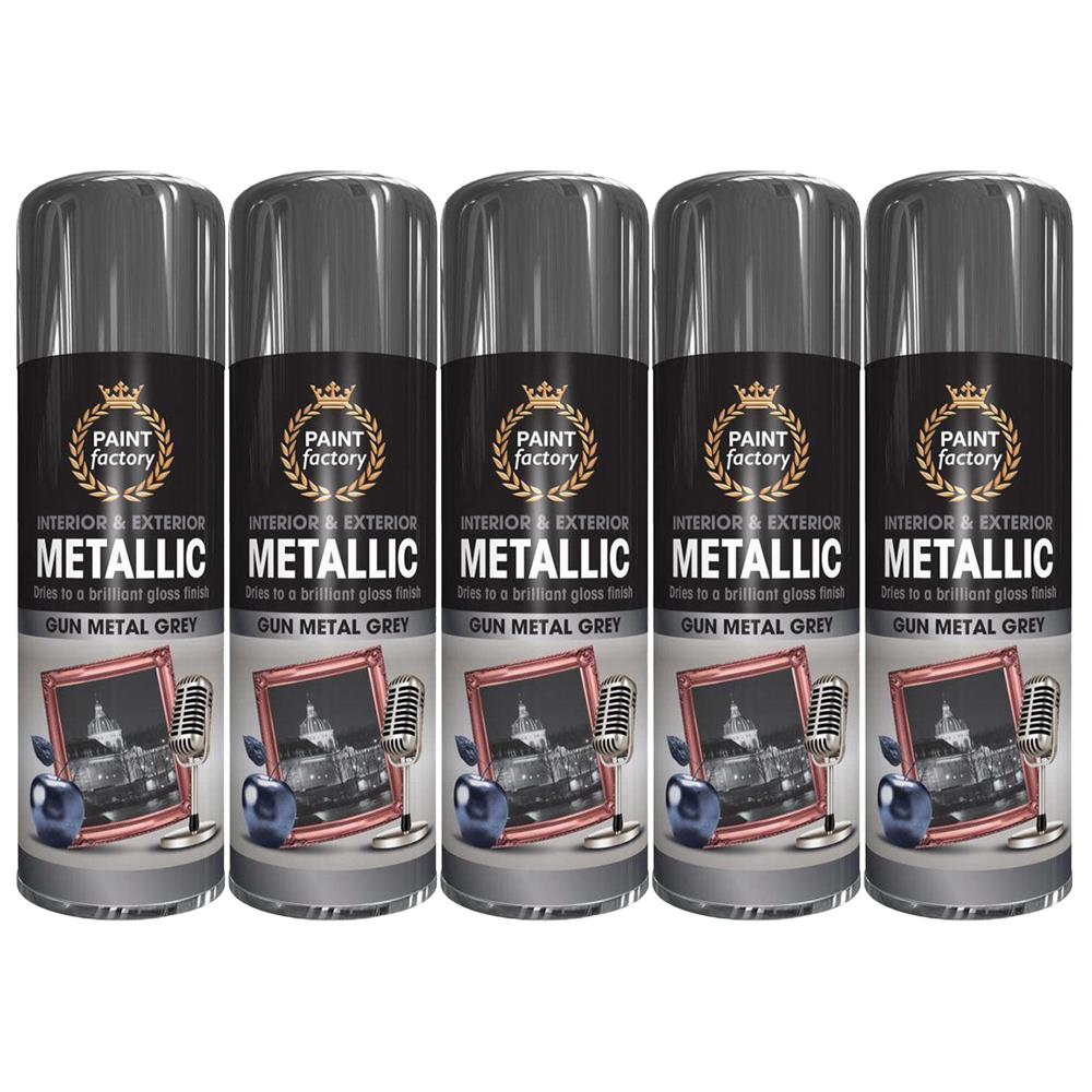 5X Paint Factory Paintgun Grey Metallic Spray Paint 400ml Spray Paint