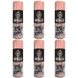 Six cans of Paint Factory rose gold metallic spray paint for interior and exterior use