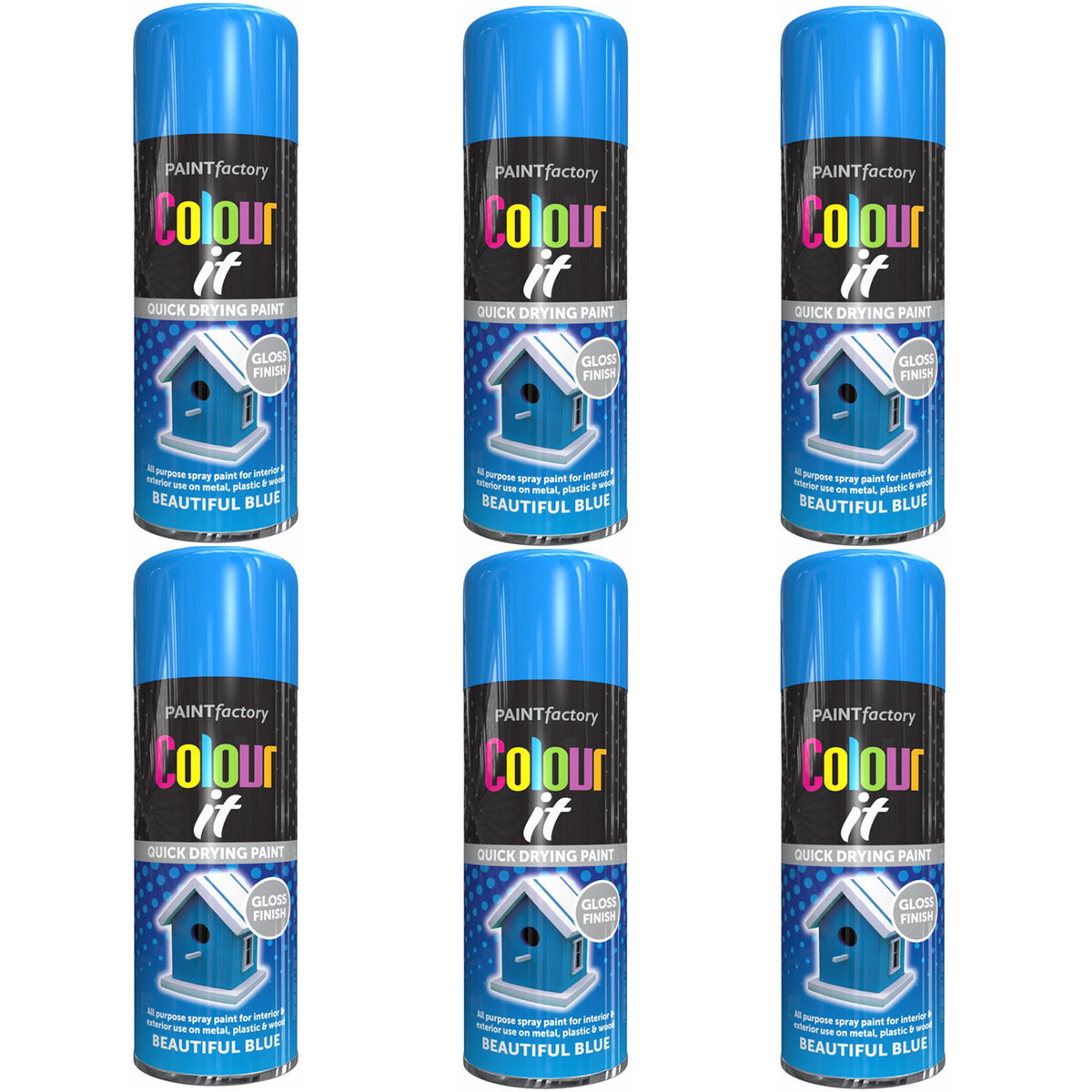 Paint Factory beautiful blue gloss spray paint cans with quick drying formula and gloss finish