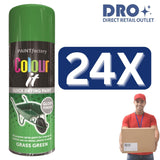 Rapide Colour It Quick Drying Spray Paint in Grass Green, 24x bulk quantity discounted paints for versatile use