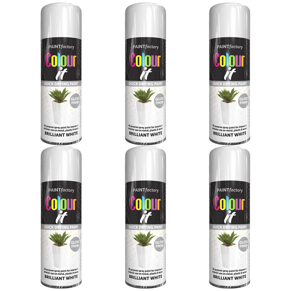Paint Factory brilliant white gloss spray paint cans with quick drying and glossy finish