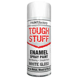 Paint Factory Enamel White Gloss Spray Paint for durable and smooth finish on metal, wood, and plastic