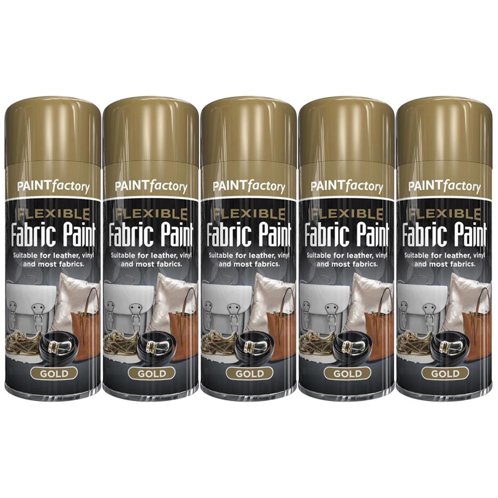 5X Paint Factory Gold Flexible Fabric & Vinyl Spray Paint 200ml Spray Paint