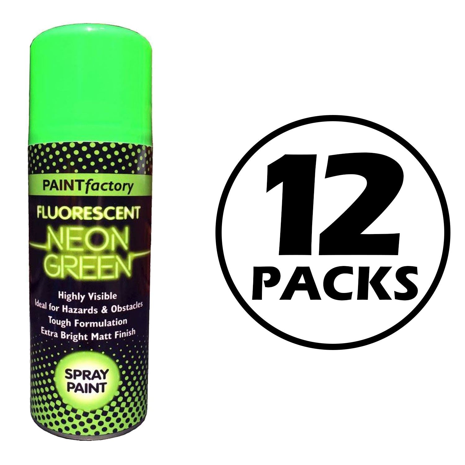 12X Paint Factory Fluorescent Neon Green Spray Paint 200ml Spray Paint