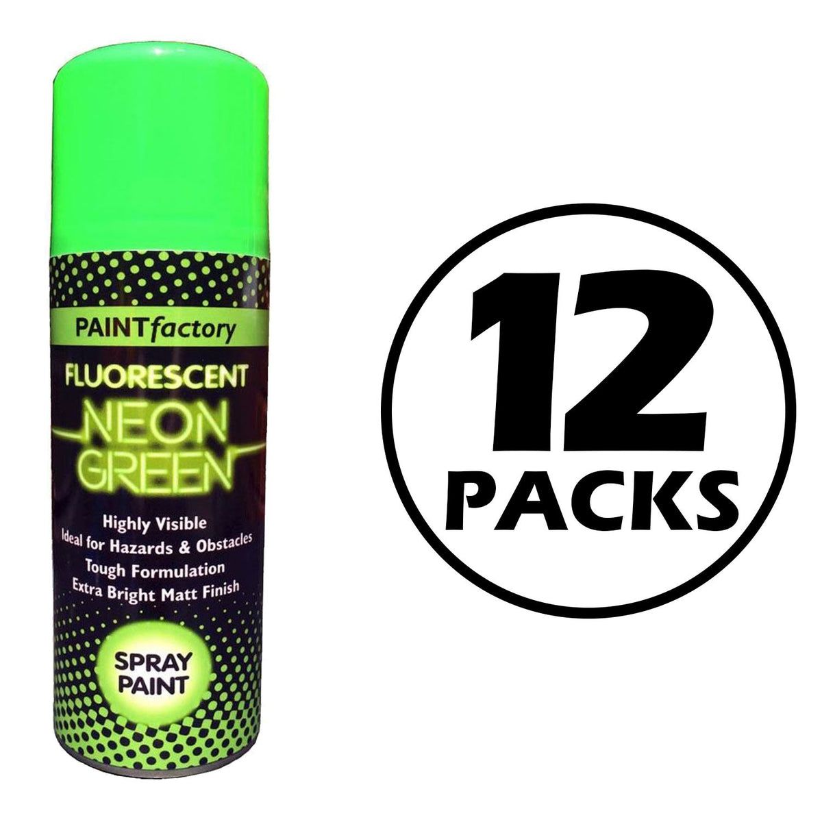 12X Paint Factory Fluorescent Neon Green Spray Paint 200ml Spray Paint