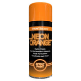 Fluorescent neon orange spray paint from Paint Factory for high visibility and tough formulation
