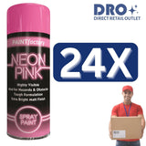 Fluorescent neon pink spray paint from Paint Factory in a highly visible can, ideal for hazards and obstacles