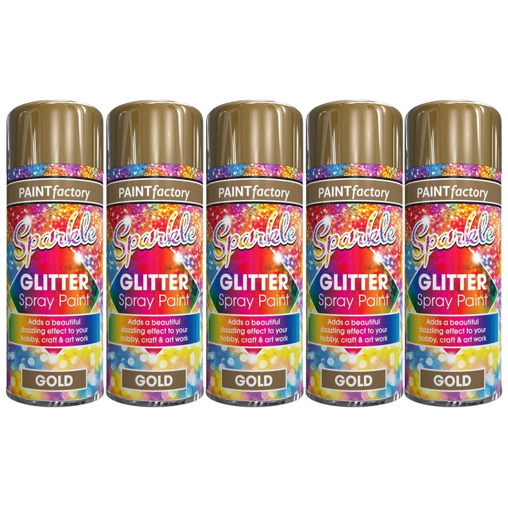 5X Paint Factory Gold Glitter Spray Paint 200ml Spray Paint