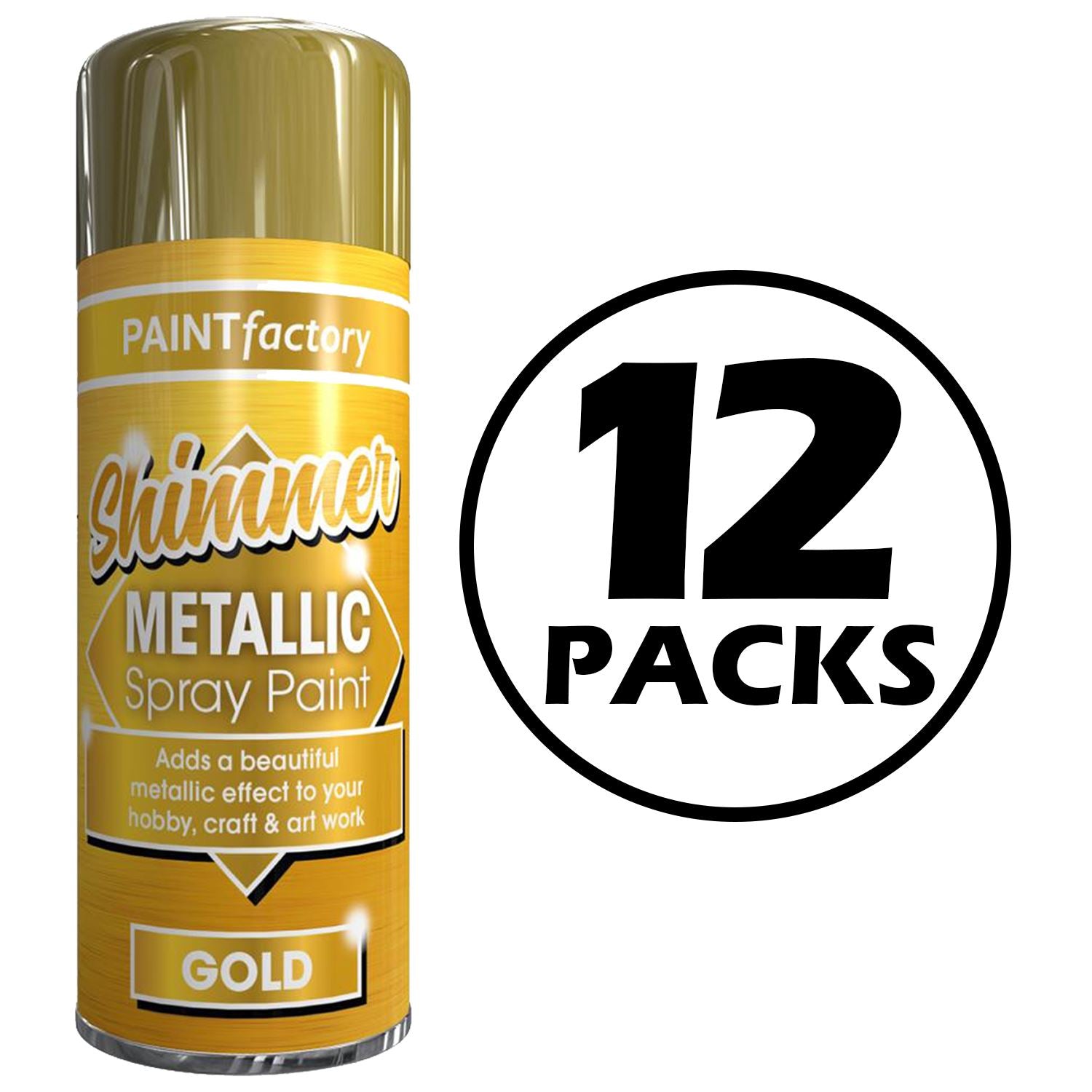 12X Paint Factory All Purpose Gold Metallic Spray Paint 200ml Spray Paint