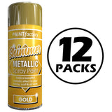 12X Paint Factory All Purpose Gold Metallic Spray Paint 200ml Spray Paint