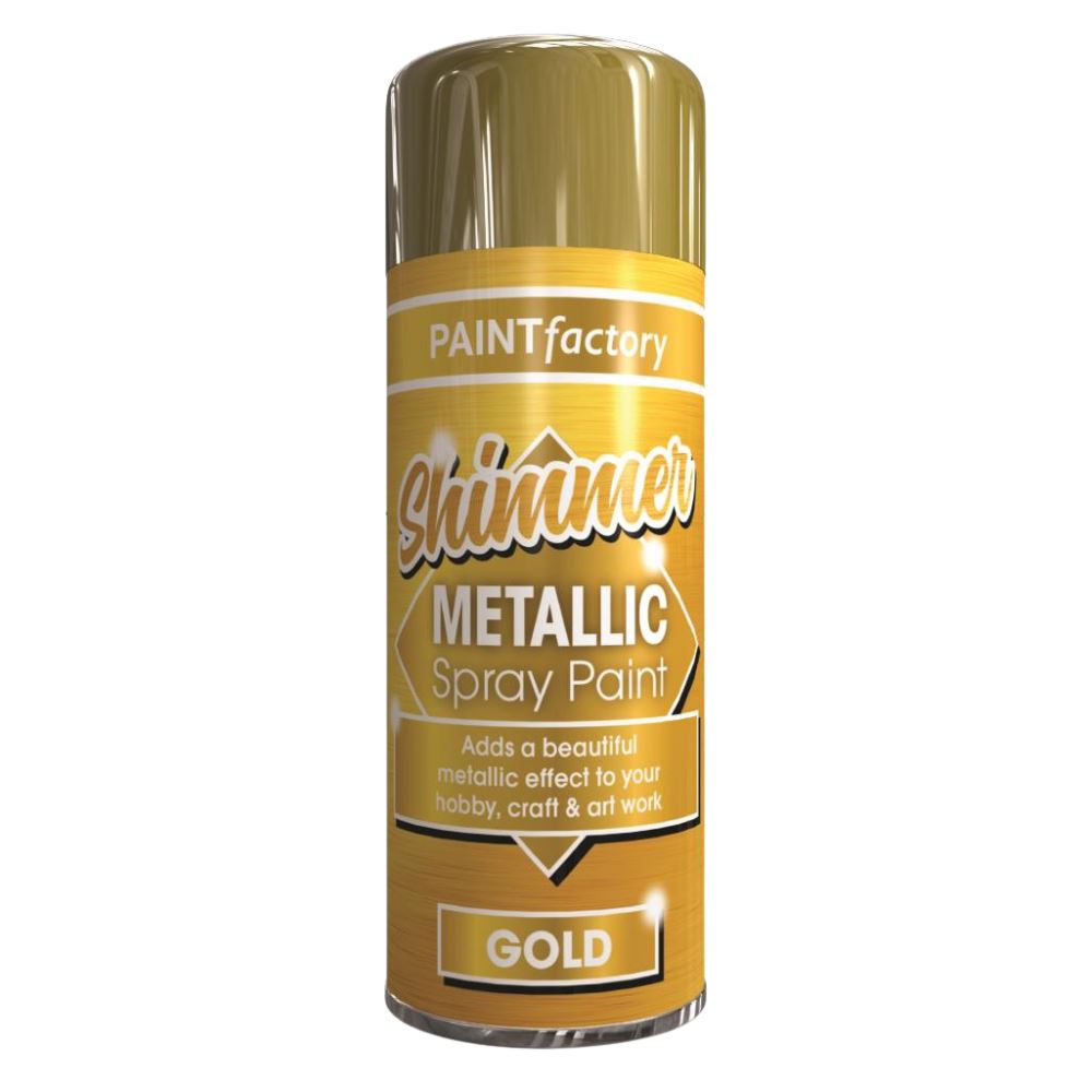 PAINTfactory gold metallic spray paint 200ml can for crafts and artworks with a shiny finish