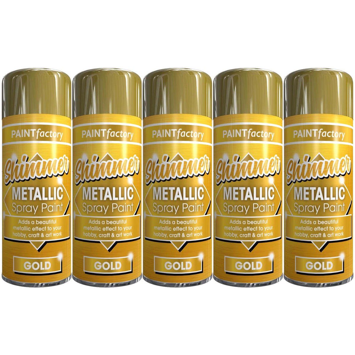 5X Paint Factory All Purpose Gold Metallic Spray Paint 200ml Spray Paint