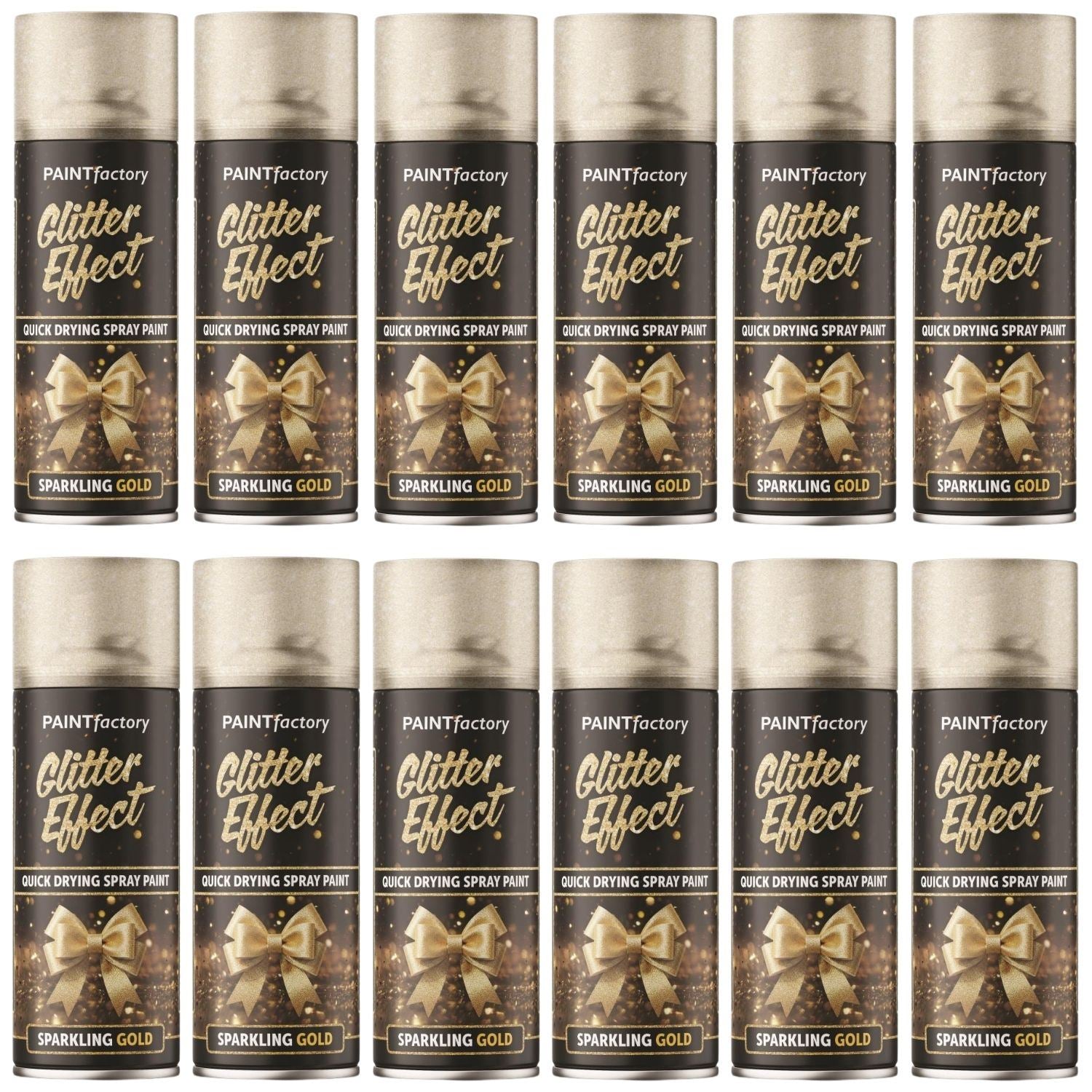 Paint Factory Glitter Effect Quick Drying Spray Paint in Sparkling Gold for Creative Projects