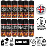 12X High Temp Black Stove Spray Paint 400ml Spray Paint