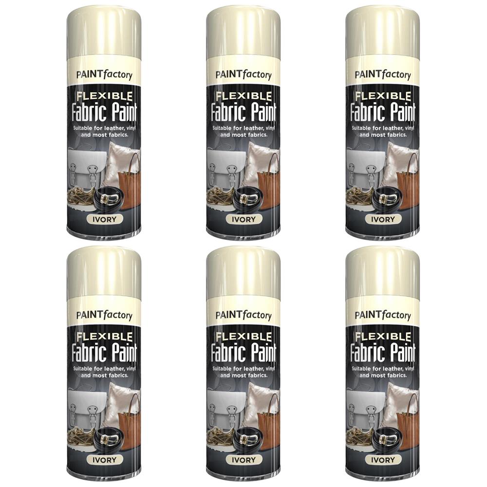 6X Ivory Flexible Fabric & Vinyl Spray Paint 200ml Spray Paint