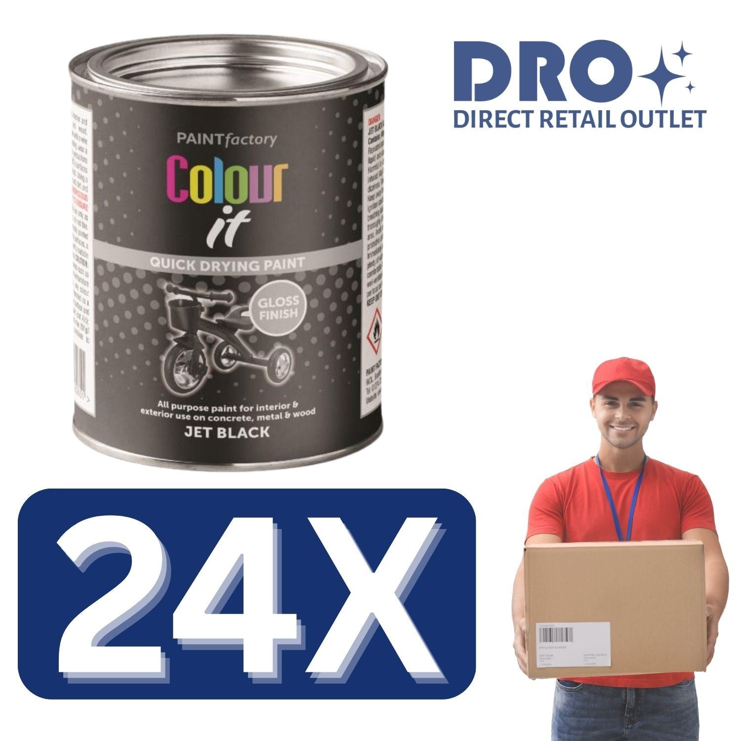 300ml tin of jet black gloss paint from Paint Factory for all-purpose interior and exterior use