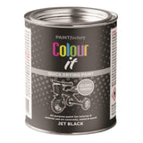 Jet black gloss paint tin from Paint Factory for quick drying application on various surfaces