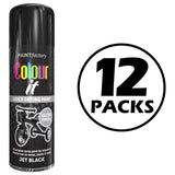 12X Paint Factory Jet Black Gloss Spray Paint 400ml Spray Paint
