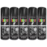 Five cans of Paint Factory Jet Black Gloss Spray Paint with quick drying and gloss finish